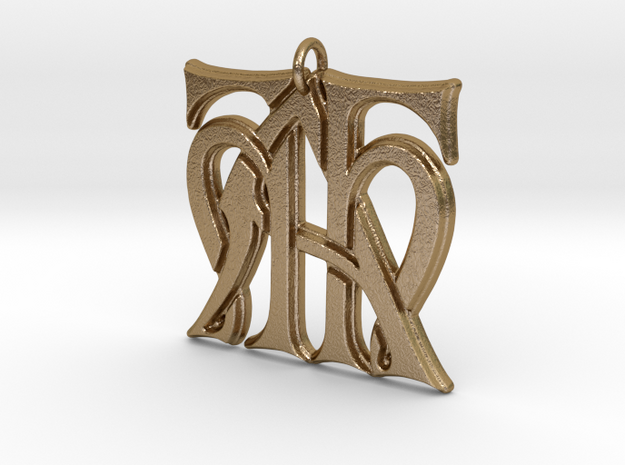 Monogram Initials HHA Cipher in Polished Gold Steel