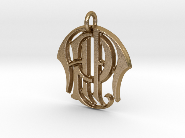 Monogram Initials AAP Pendant in Polished Gold Steel