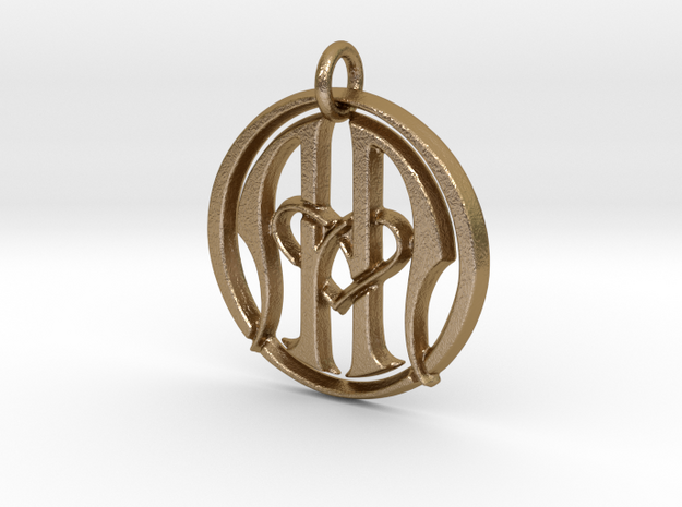Monogram Initials AAO Pendant in Polished Gold Steel