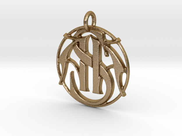 Cipher Initials AAS Pendant in Polished Gold Steel