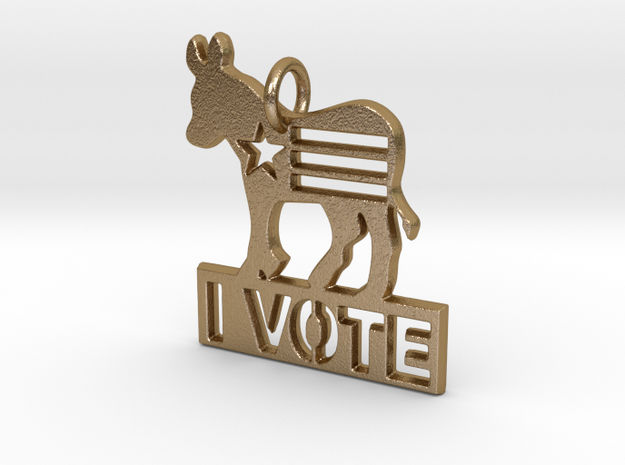 I Vote Donkey Pendant in Polished Gold Steel