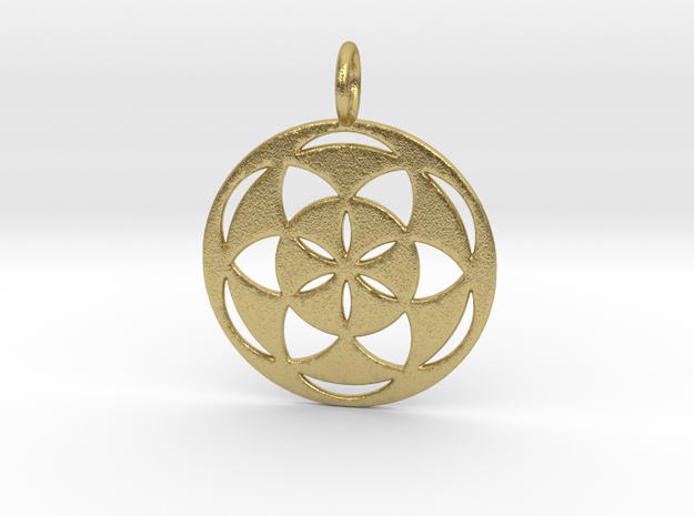 Seed of Life filled 29mm in Natural Brass