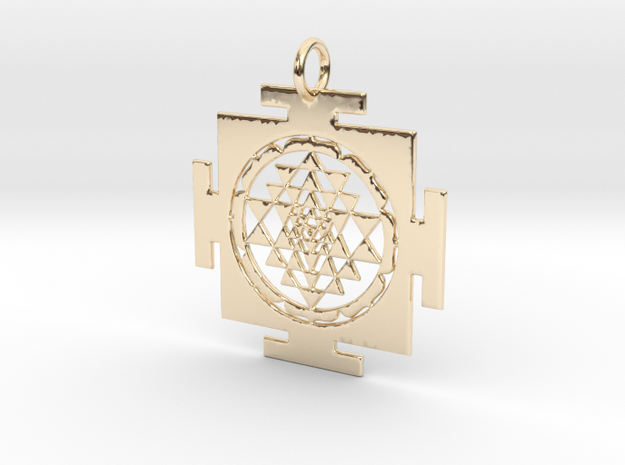 Sri Yantra in traditional setting 40mm in 14k Gold Plated Brass