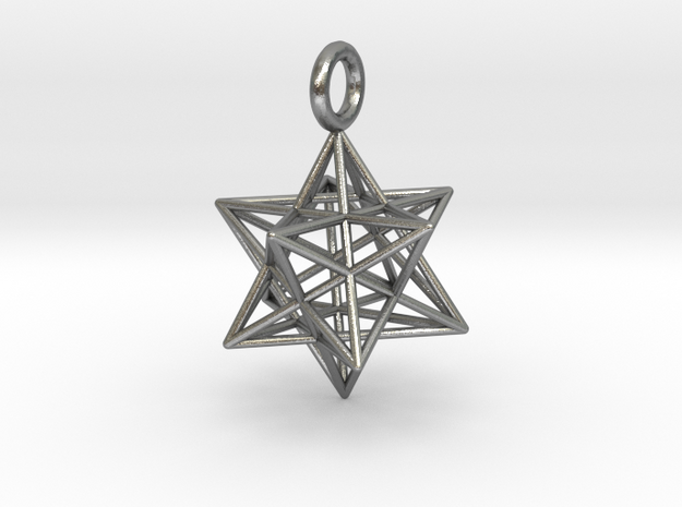 Stellated Dodecahedron 23mm in Natural Silver