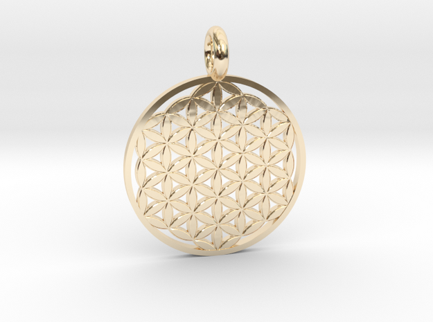 Flower of Life Pendant 22mm and 30mm in 14k Gold Plated Brass: Medium