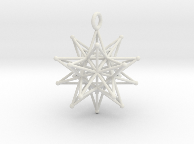 Stellated Icosahedron 27mm diameter in White Natural Versatile Plastic