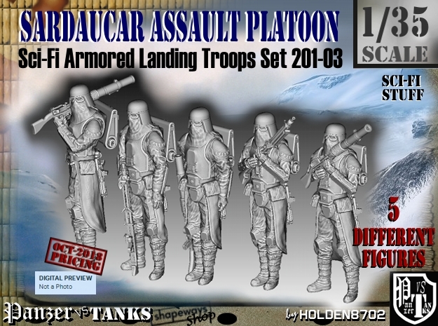 1/35 Sci-Fi Sardaucar Platoon Set 201-03 in Tan Fine Detail Plastic