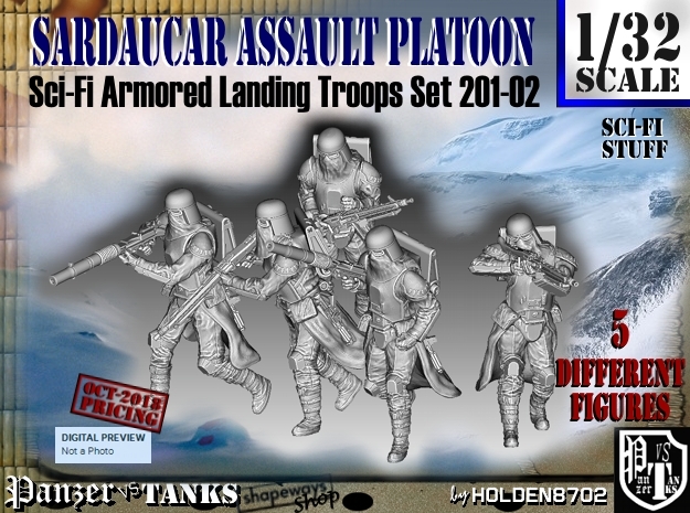 1/32 Sci-Fi Sardaucar Platoon Set 201-02 in Smooth Fine Detail Plastic