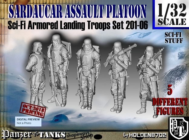 1/32 Sci-Fi Sardaucar Platoon Set 201-06 in Tan Fine Detail Plastic