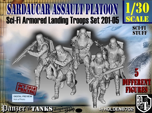 1/30 Sci-Fi Sardaucar Platoon Set 201-05 in Smooth Fine Detail Plastic