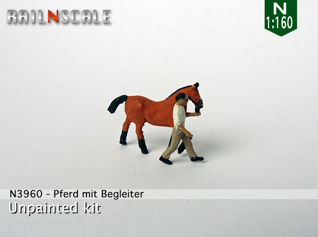 Pferd mit Begleiter (N 1:160) in Tan Fine Detail Plastic