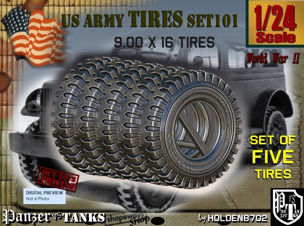 1/24 900x16 tire Set101 in Smooth Fine Detail Plastic