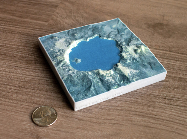 Crater Lake, Oregon, USA, 1:150000 Explorer in Natural Full Color Sandstone