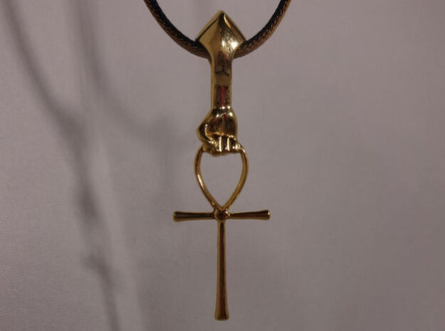 Ankh Heart Pendant in 18k Gold Plated Brass
