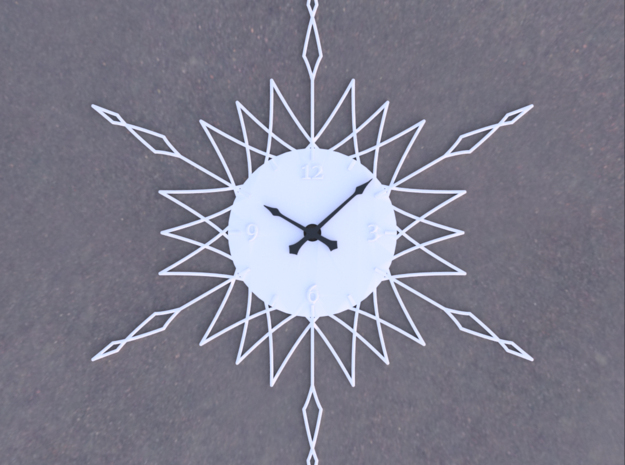 Sunburst Clock - Anya in White Natural Versatile Plastic