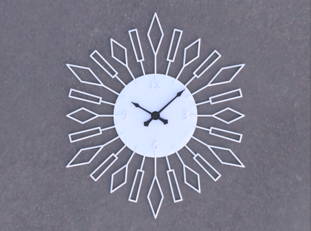 Sunburst Clock - Beverly in White Natural Versatile Plastic