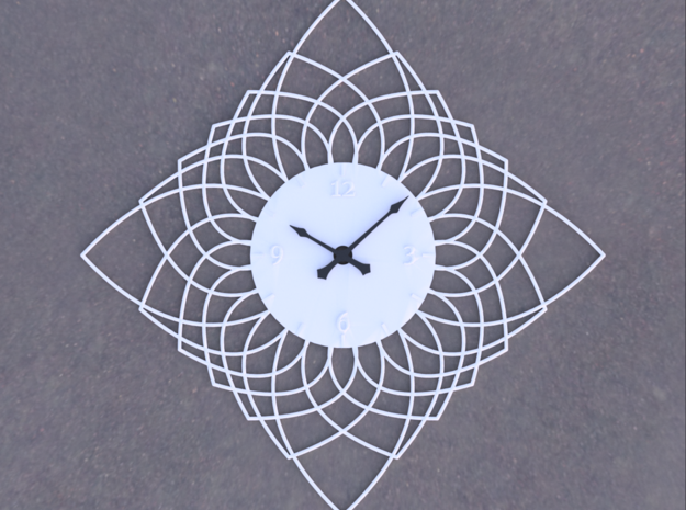 Sunburst Clock - Daphne in White Natural Versatile Plastic