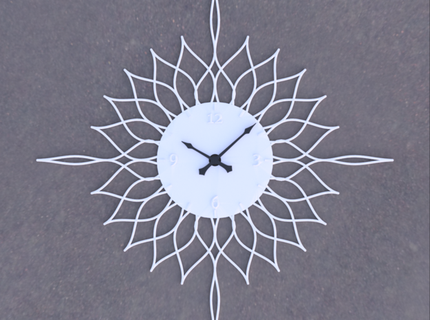 Sunburst Clock - Willow in White Natural Versatile Plastic