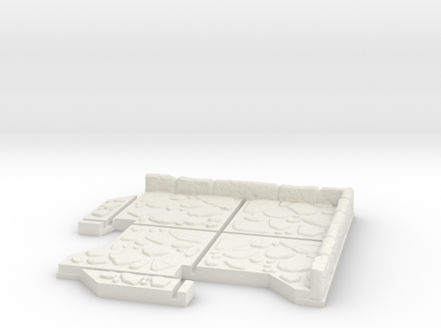 Small Corner Dungeon Tile in White Natural Versatile Plastic