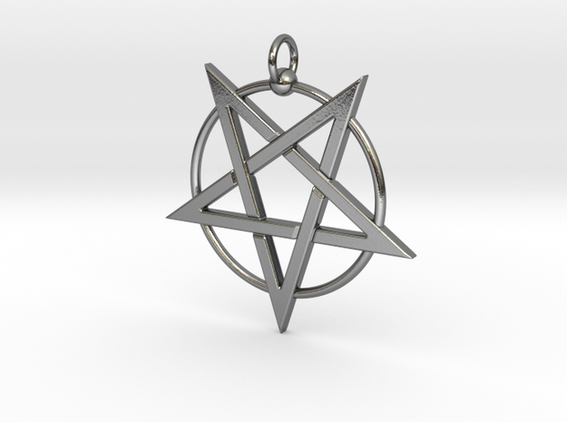 last pentagram3updatedver2 in Polished Silver