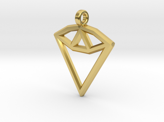 Geometric Diamond Pendant in Polished Brass