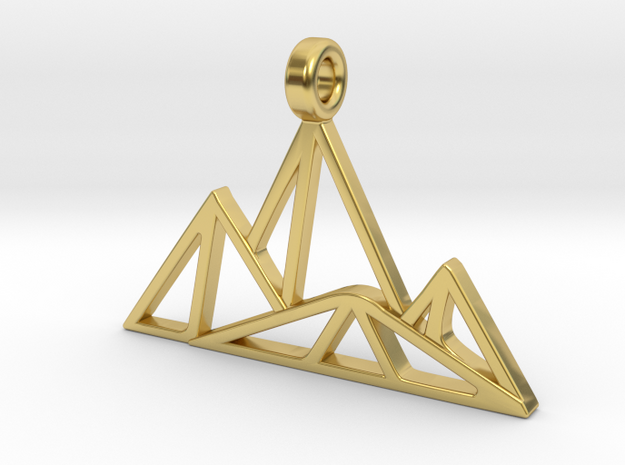 Geometric Mountain Pendant in Polished Brass