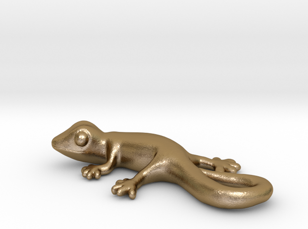Cute Gecko Keychain in Polished Gold Steel