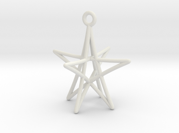 Star Ornament, 5 Points in White Natural Versatile Plastic