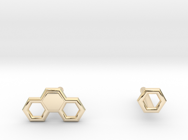 Honey comb stubs in 14k Gold Plated Brass