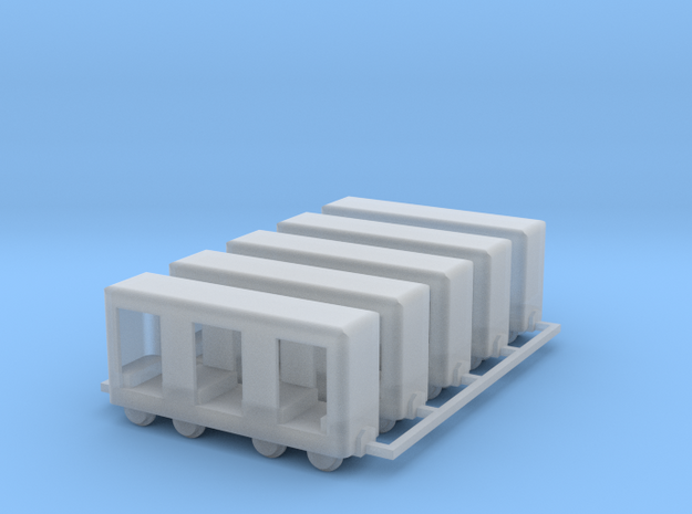 Grubenbahn Perseonenwagen V1 - 5erSet - TTf 1:120 in Smooth Fine Detail Plastic