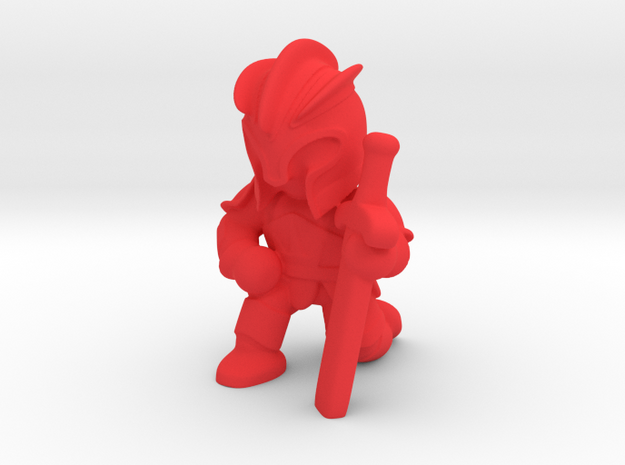 Kneeling Knight  in Red Processed Versatile Plastic