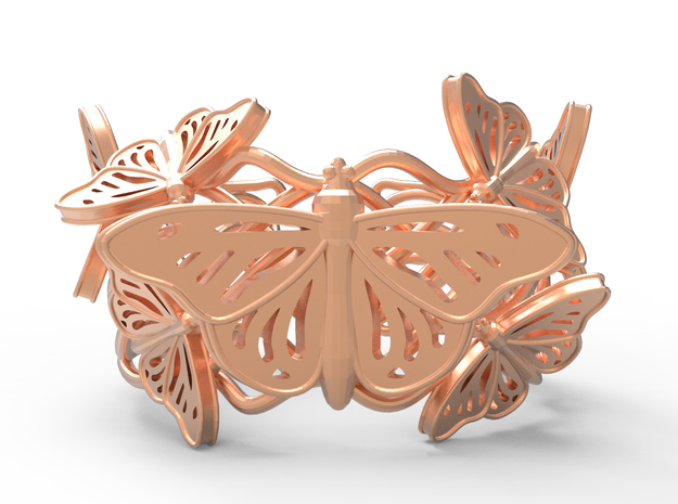 Butterflies in Love_ Bracelet_ S in Polished Gold Steel