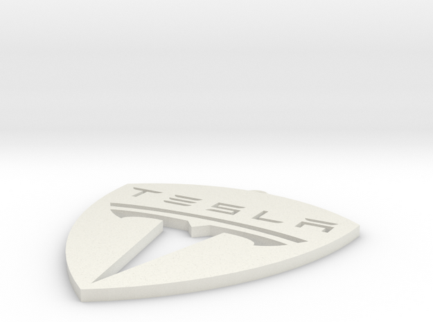 Tesla Symbol Ornament in White Natural Versatile Plastic
