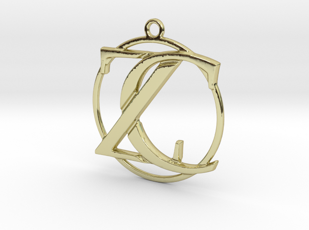 Initials Z&C and circle monogram in 18k Gold Plated Brass