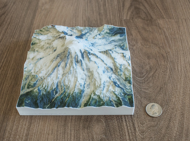 Mt. Rainier, Washington, USA, 1:75000 Explorer in Natural Full Color Sandstone