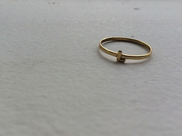L Ring in Polished Brass