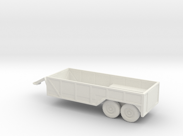 1/87 Scale 6x6 Jeep Open Cargo Trailer in White Natural Versatile Plastic
