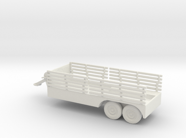 1/87 Scale 6x6 Jeep Cargo Trailer with Crane in White Natural Versatile Plastic