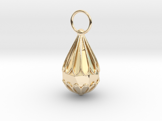 The Small Chrysanthemum Jewelry Pendant in 14k Gold Plated Brass: Medium