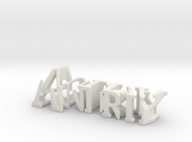 3dWordFlip: Andriy/Yuliya in White Natural Versatile Plastic