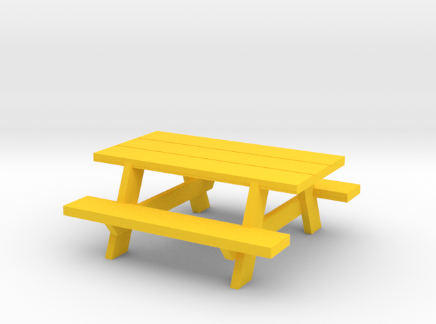 Picnic Table in Yellow Processed Versatile Plastic: 1:64 - S
