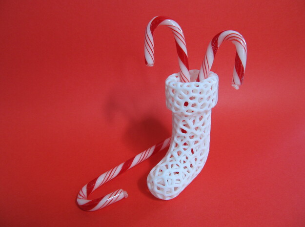 Voronoi Christmas Stocking in White Natural Versatile Plastic