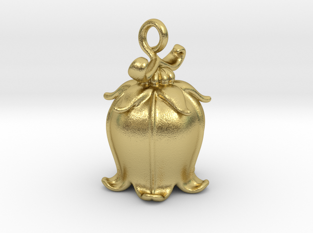 bell flower pendant in Natural Brass