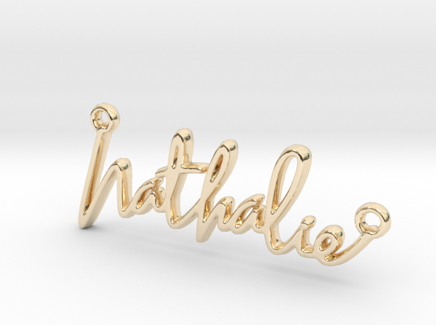 Nathalie Script First Name Pendant in 14k Gold Plated Brass