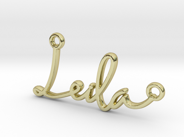 Leila Script First Name Pendant in 18k Gold Plated Brass