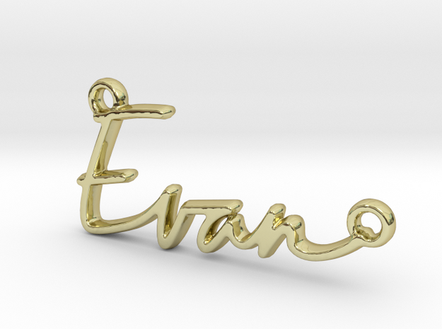Evan Script First Name Pendant in 18k Gold Plated Brass