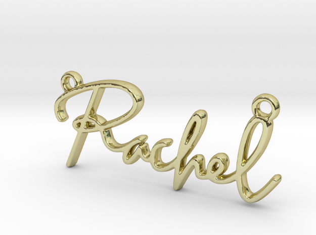 Rachel Script First Name Pendant in 18k Gold Plated Brass