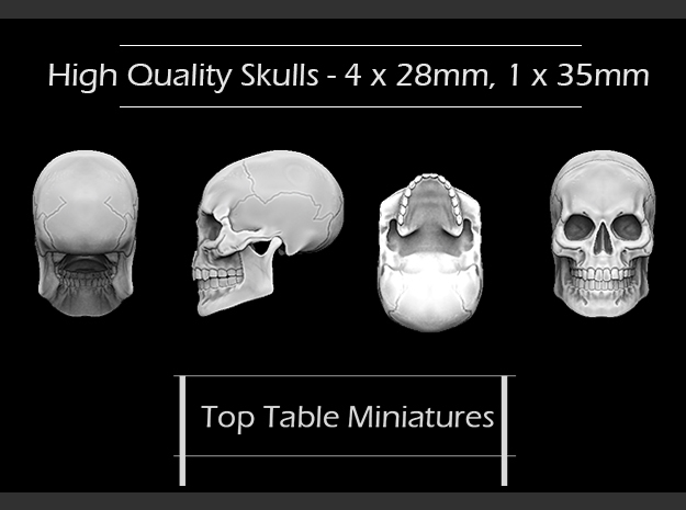 High Quality Skulls - 4 X 28mm - 1 X 35mm