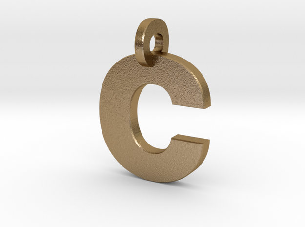 C Keychain in Polished Gold Steel: Small