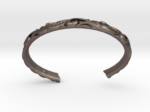 Japanese Pattern Bangle in Polished Bronzed-Silver Steel